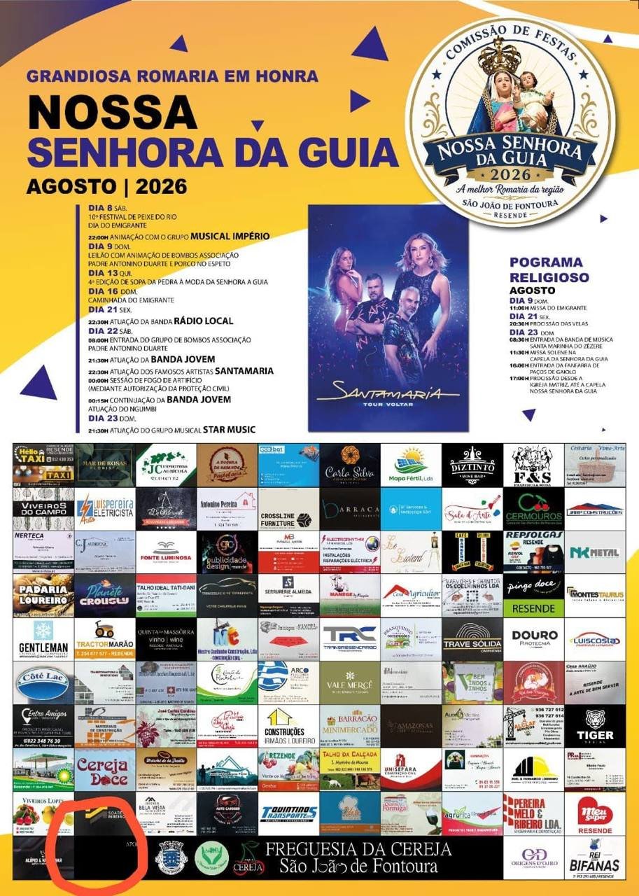 Cartaz Romaria em honra de Nossa Senhora da Guia 2026 - São João de Fontoura