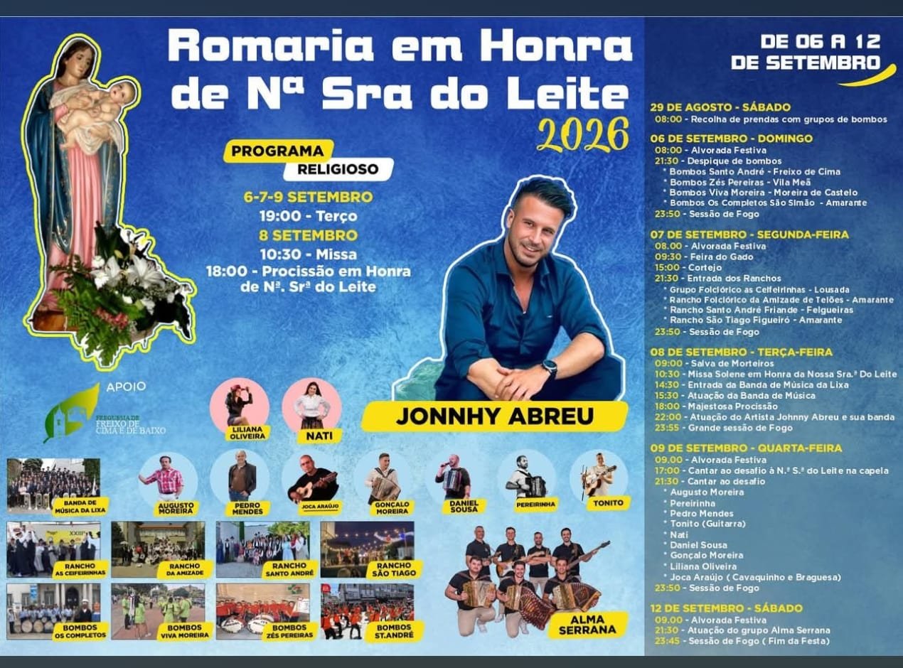 Cartaz Romaria em Honra de Nossa Senhora do Leite 2026 - Penafiel