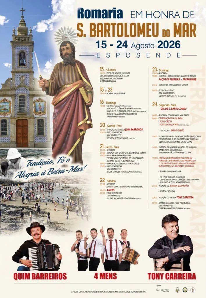 Cartaz Romaria em honra de S. Bartolomeu do Mar 2026 - Esposende