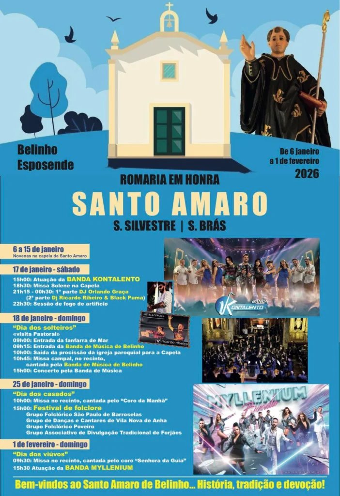 Cartaz Romaria em honra de Santo Amaro 2026 - Belinho