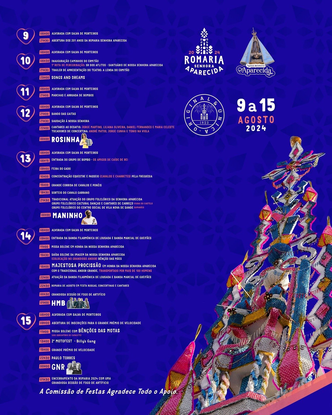 Cartaz Romaria Senhora da Aparecida 2024 - Lousada