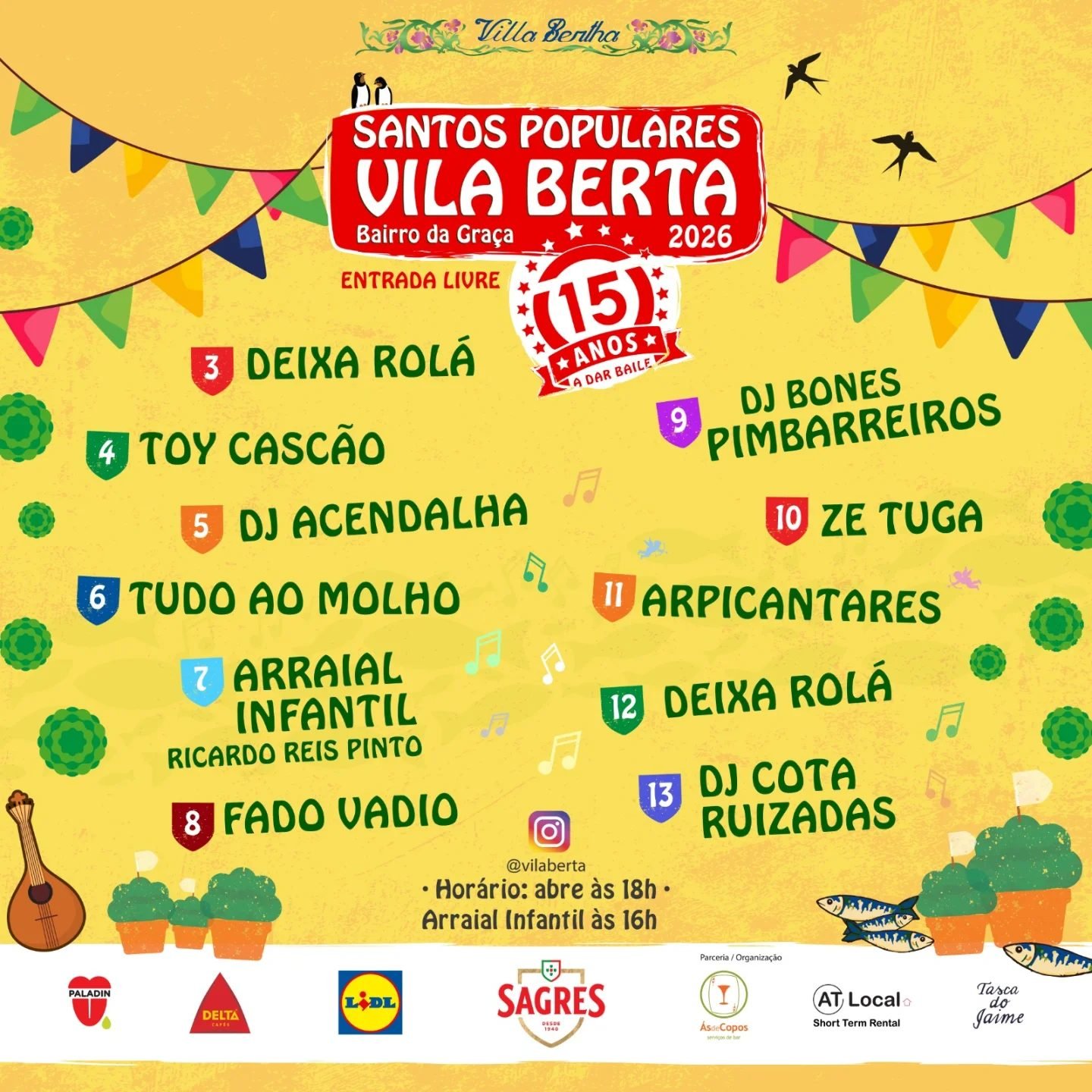 Cartaz Santos Populares 2026 - Vila Berta