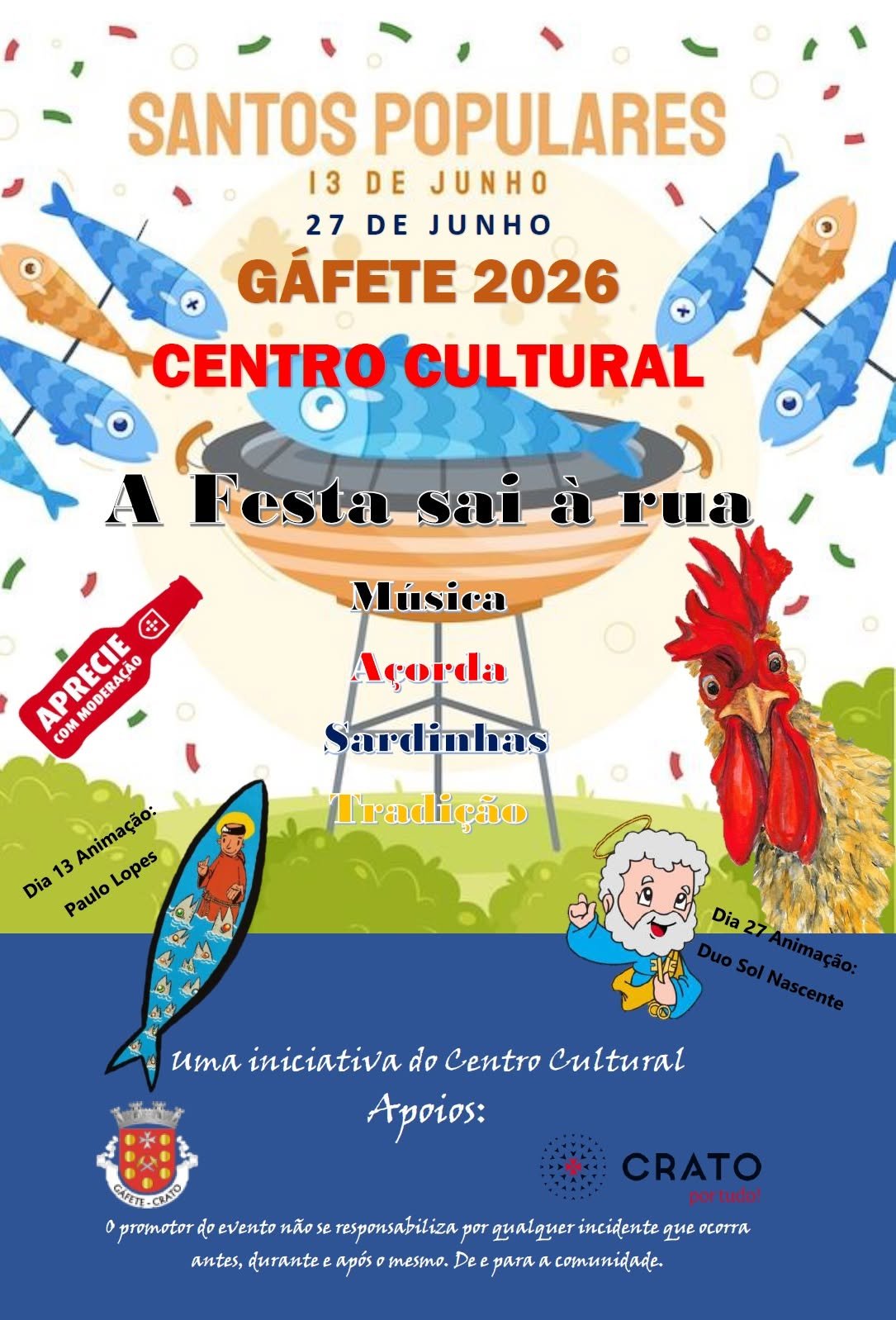 Cartaz Santos Populares em Gáfete; Santo Antônio e São Pedro 2026 - Gáfete