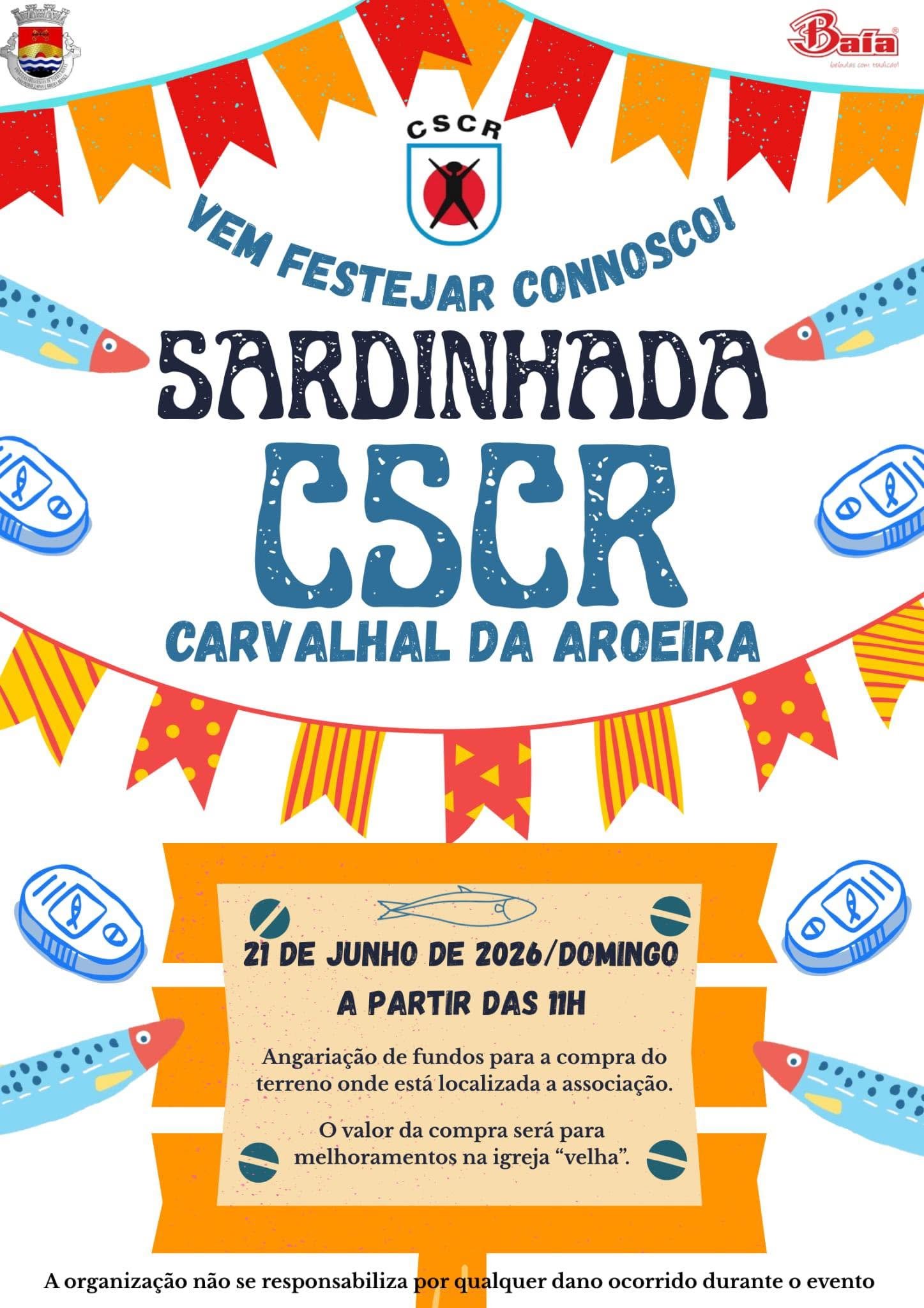 Cartaz Sardinhada Centro Cultural e Recreativo Carvalhal da Aroeira 2026 - Carvalhal da Aroeira