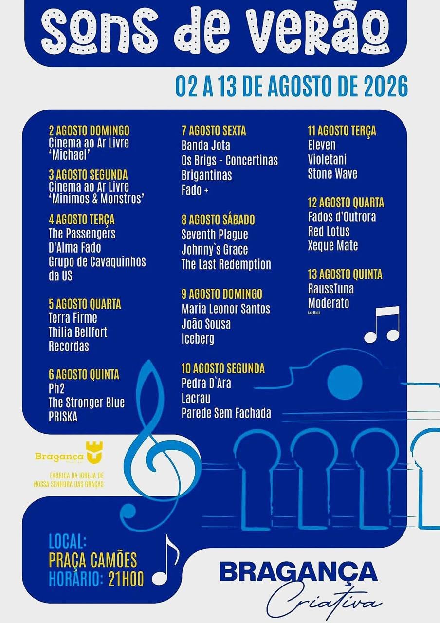 Cartaz Sons de Verão 2026 - Bragança