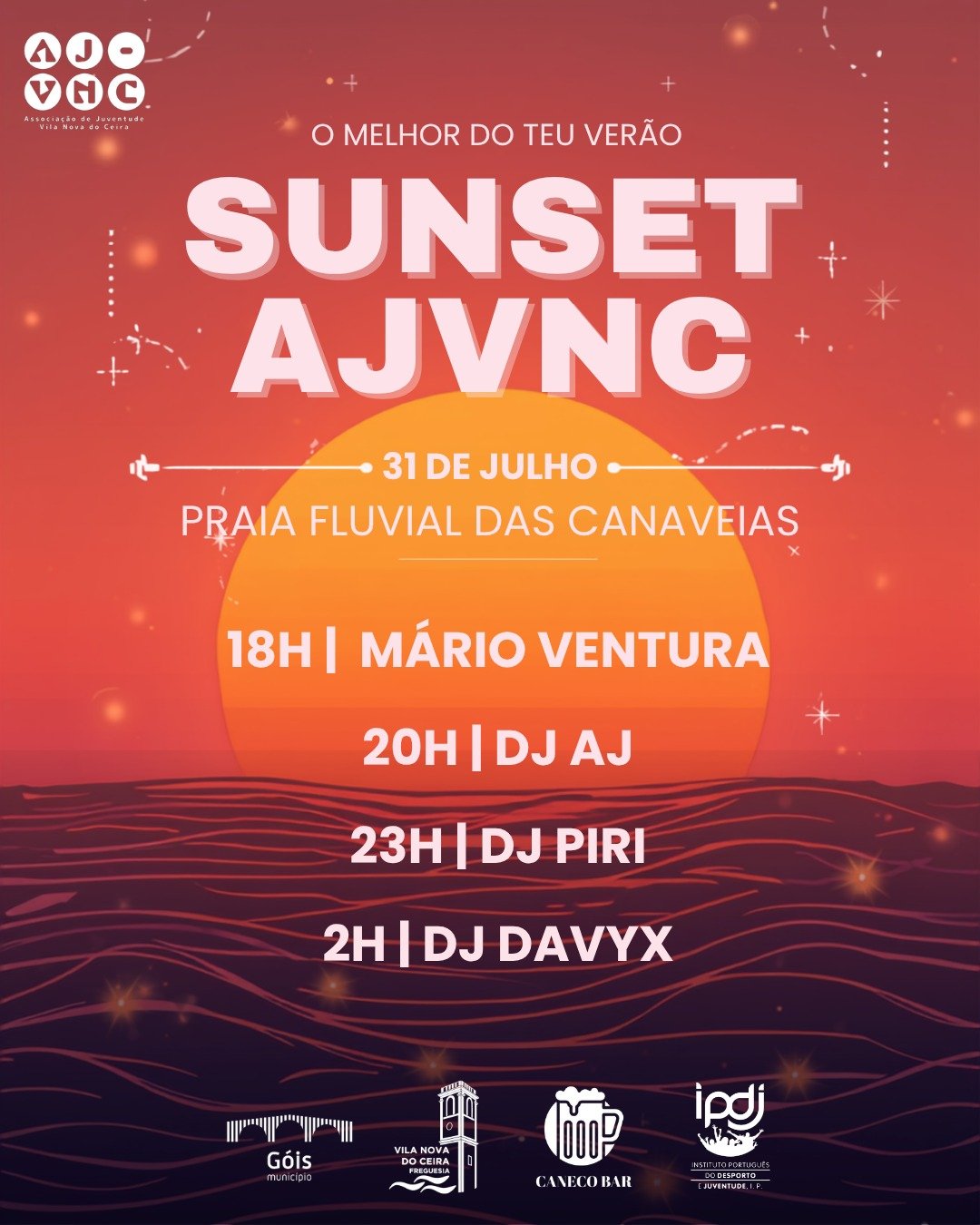 Cartaz SUNSET AJVNC 2026 - Vila Nova do Ceira