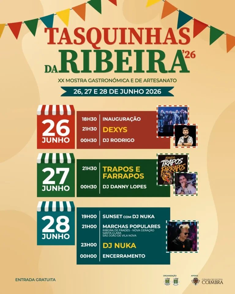 Cartaz Tasquinhas da Ribeira 2026 - Coimbra