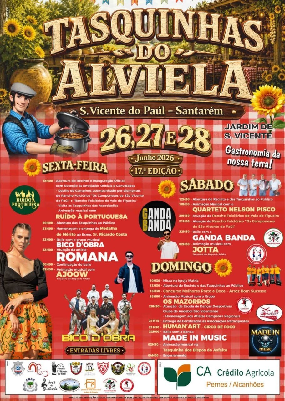 Cartaz Tasquinhas do Alviela 2026 - S. Vicente do Paúl