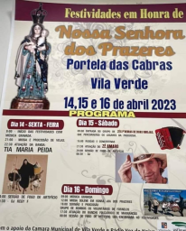 Cartaz Festa Nossa Senhora dos Prazeres 2023 - Portela das Cabras