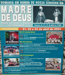 Cartaz Romaria em Honra de Nossa Senhora da Madre de Deus 2023 - Azurém
