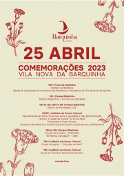 Cartaz Comemorações do 25 de Abril 2023 - Vila Nova da Barquinha 