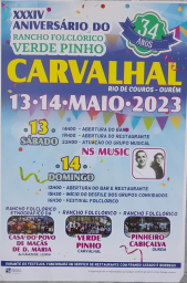 Cartaz XXXIV Aniversário do Rancho Folclórico Verde Pinho 2023 - Carvalhal
