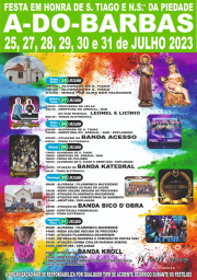 Cartaz Festa em Honra de São Tiago e Nossa Senhora da Piedade 2023 - A-Do-Barbas
