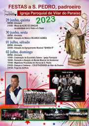 Cartaz Festa a São Pedro 2023 - Vilar do Paraíso
