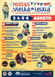 Cartaz Festas em Honra de Nossa Senhora dos Milagres 2023 - Vieira de Leiria