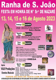 Cartaz Festa em Honra de Nossa Senhora da Nazaré 2023 - Ranha de São João