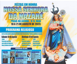 Cartaz Festas em Honra de Nossa Senhora da Nazaré 2023 - Praia da Aguda