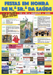 Cartaz Festas em Honra de Nossa Senhora da Saúde 2023 - Vila Nova