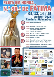Cartaz Festa em Honra de Nossa Senhora de Fátima 2023 - Rendufe