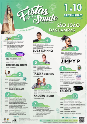 Cartaz Festas de Nossa Senhora da Saúde 2023 - São João das Lampas
