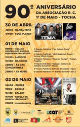 Cartaz 90º Aniversário da Associação R. C. 1º de Maio 2026 - Tocha