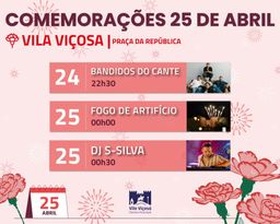 Cartaz Comemorações 25 de Abril 2026 - Vila Viçosa