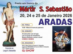 Cartaz Festa em honra de Mártir S. Sebastião 2026 - Aradas