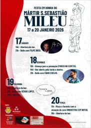 Cartaz Festa em honra de Mártir S. Sebastião 2026 - Mileu