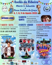 Cartaz Festa em honra de Mártir S. Sebastião e Nossa Senhora da Graça 2026 - Avelãs da Ribeira
