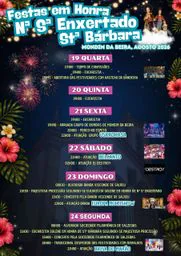 Cartaz Festa em honra de Nª Sª Enxertado Stª Bárbara 2026 - Mondim da Beira