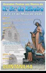 Cartaz Festa em honra de N.ª Sr.ª da Ribeira 2026 - Quintanilha