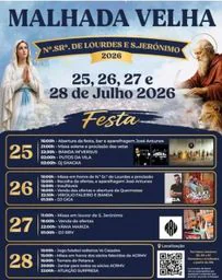 Cartaz Festa em honra de N. Srª. de Lourdes e S. Jerónimo 2026 - Malhada Velha