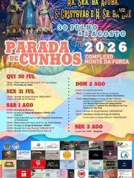 Cartaz Festa em honra de N. Sra. da Ajuda, S. Cristóvão e N. Sr. da Luz 2026 - Parada de Cunhos