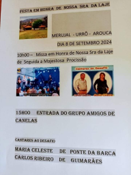 Cartaz Festa em honra de Nossa Senhora da Lage 2024 - Urrô