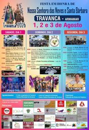 Cartaz Festa em honra de Nossa Senhora das Neves e Santa Bárbara 2026 - Travanca