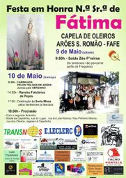 Cartaz Festa em honra de Nossa Senhora de Fátima 2026 - Arões S. Romão