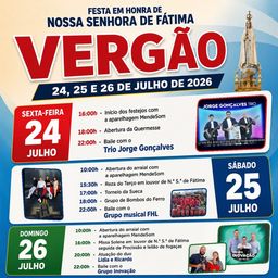 Cartaz Festa em honra de Nossa Senhora de Fátima 2026 - Vergão
