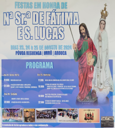 Cartaz Festa em honra de Nossa Senhora de Fátima e São Lucas 2024 - Urrô
