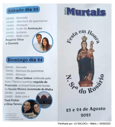 Cartaz Festa em Honra de Nossa Senhora do Rosário 2025 - Murtais 