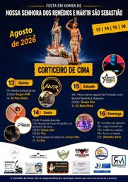 Cartaz Festa em honra de Nossa Senhora dos Remédios e Mártir São Sebastião 2026 - Corticeiro de Cima