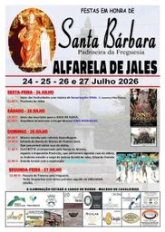 Cartaz Festa em honra de Santa Bárbara 2026 - Alfarela de Jales