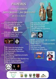 Cartaz Festa em honra de Santa Bárbara e São Bartolomeu 2026 - Palheiros