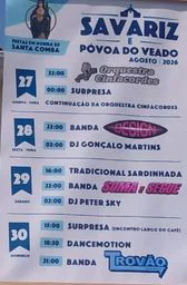 Cartaz Festa em honra de Santa Comba 2026 - Savariz e Póvoa do Veado