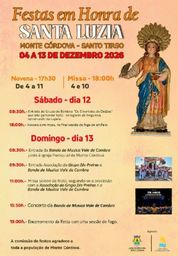 Cartaz Festa em honra de Santa Luzia 2026 - Monte Córdova