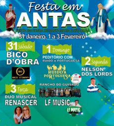 Cartaz Festa em honra de Santa Maria e São Brás 2026 - Antas