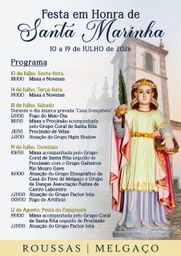 Cartaz Festa em honra de Santa Marinha 2026 - Roussas