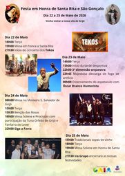 Cartaz Festa em honra de Santa Rita e São Gonçalo 2026 - Grijó