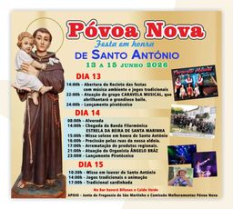 Cartaz Festa em honra de Santo António 2026 - Póvoa Nova