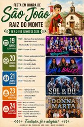 Cartaz Festa em honra de São João 2026 - Raiz do Monte