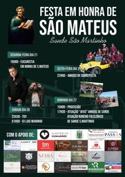 Cartaz Festa em honra de São Mateus 2026 - Sande São Martinho